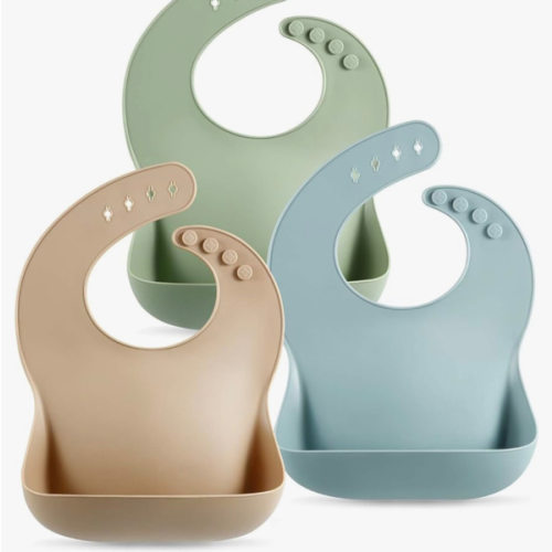 PandaEar Set of 3 Silicone Baby Bibs Waterproof, Soft, Unisex, 10-72 Months