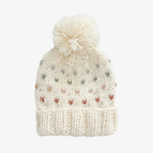 Hearts Pom Knit Hat