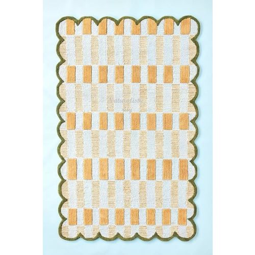 Handmade Modern Premium Quality Woolen Rug Living Room Bedroom for Kitchen (Gold, 5x8 Feet)