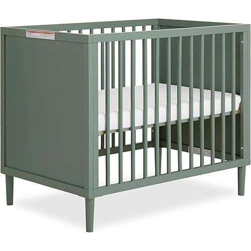 Dream On Me Lucas Mini Convertible Crib in Meadow Green, Rounded Spindles, Converts from a Baby Crib to Day Bed and Kids Sofa, Perfect for Small Spaces, Three Adjustable Mattress Height Positions