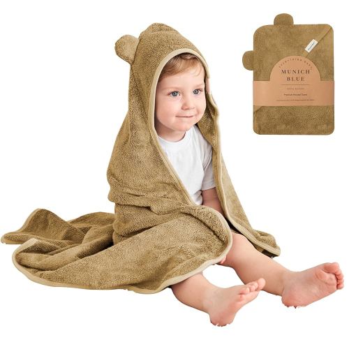 Toddler Bath Towel for Boys & Girls - Soft Baby Bath Towels with Cute Bear Ears - Cozy Baby Towels, Toddler Towels for Newborn, Infant & Toddler - 600 GSM, 35x35 inch (Brown Sugar)