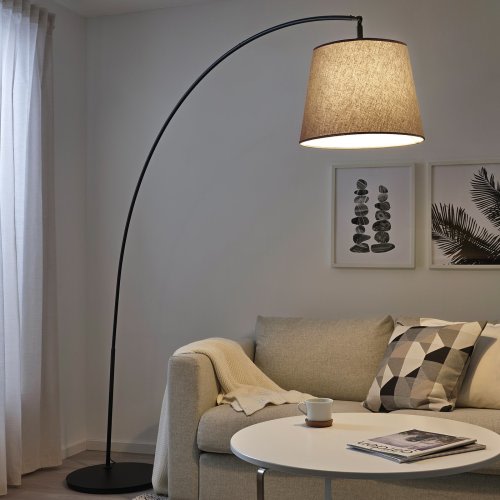SKOTTORP / SKAFTET Floor lamp, arched - light gray