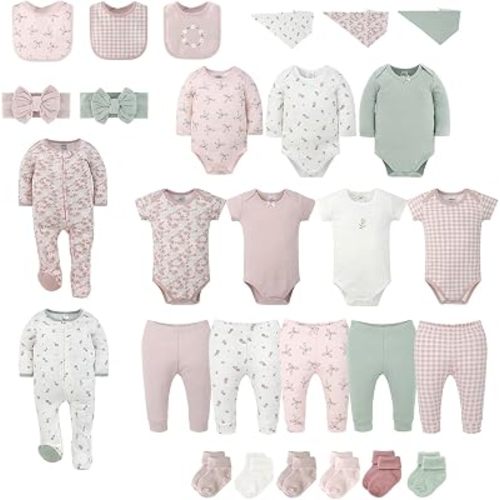 Cottage Floral 28pc Layette Baby Clothes Set, 0-9M Baby Girl Clothes Gift