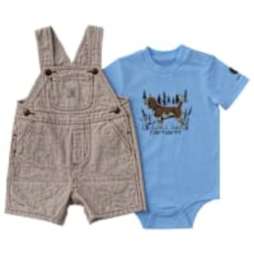 Carhartt Dog Short-Sleeve Bodysuit and Striped Shortalls 2-Piece Set for Babies | Bass Pro Shops