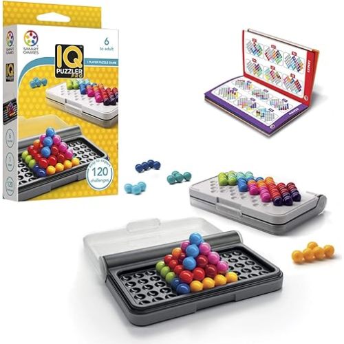 SmartGames IQ Puzzler Pro, a Travel Game for Kids and Adults, a Cognitive Skill-Building Brain Game - Brain Teaser for Ages 6 & Up, 120 Challenges in Travel-Friendly Case.