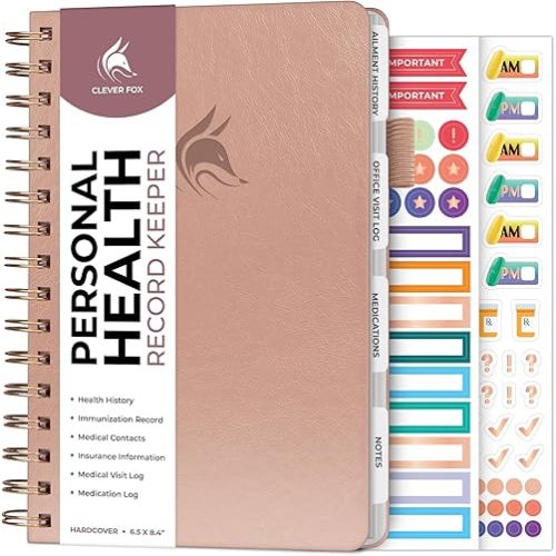 Clever Fox Personal Health Record Keeper – Medical Care Planner – Wellness & Medication Tracker Journal for Patients – Organizer Notebook, Daily Tracking Log Book & Appointment Diary (Rose Gold)