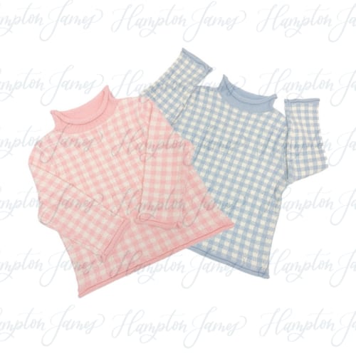 Hampton James Signature Rollneck Sweater - Blue Gingham