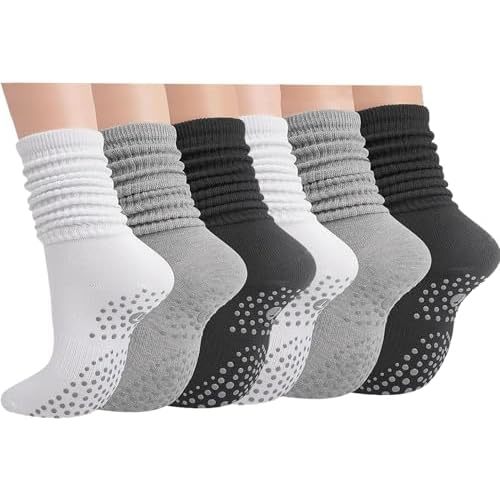 6/12 Pairs Pilates Socks for Women, Non Slip Grip Yoga Barre Socks