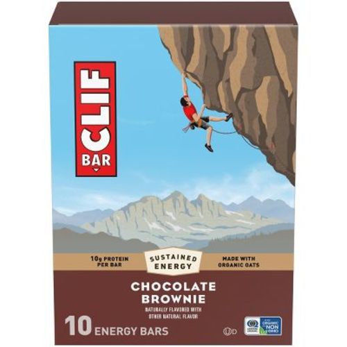 CLIF Bar Chocolate Brownie Energy Protein Bars Made with Organic Oats - 10g Protein - 24oz/10ct