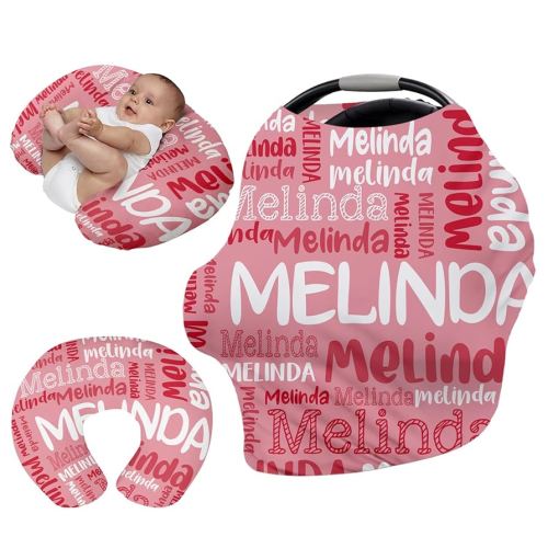Custom Car Seat Covers for Babies - Pink Letter Print Breathable Baby Car Seat Cover for Girls Boys, Kick-Proof Newborn Carrier Canopy Stretchy Stroller Cover for 4 Seasons(27"x29")
