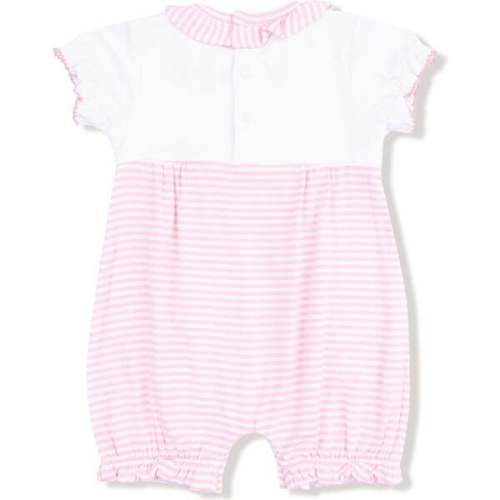 Ruffle Collar Romper with Piping and Picot, Pink Golf - Angel Dear | Maisonette