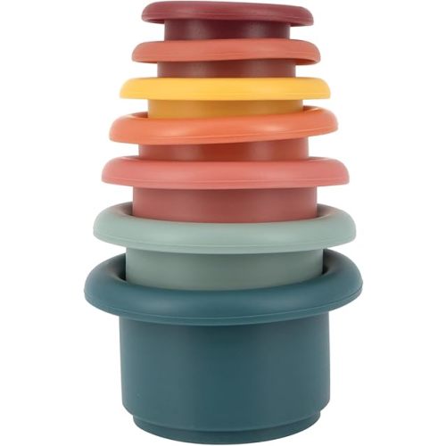 Nuby 7 Soft Silicone Stacking Cups, Encourages Creativity & Cognitive Development, BPA Free