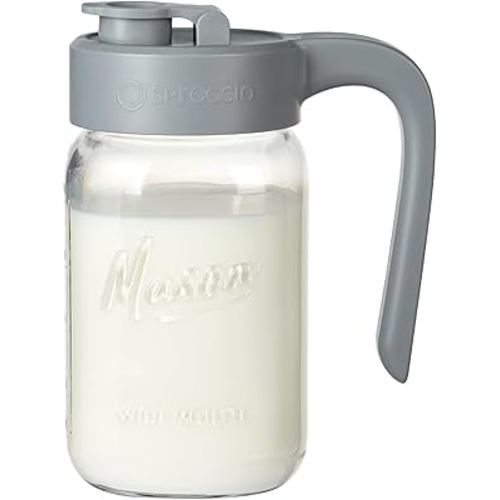 32 oz Glass Pitcher with Lid, 1 Quart Mason Jar Pitcher with Lid Airtight, Breast Milk Storage for Fridge, Ideal for Cold Brew Coffee, Iced Tea, Sun Tea, Juices