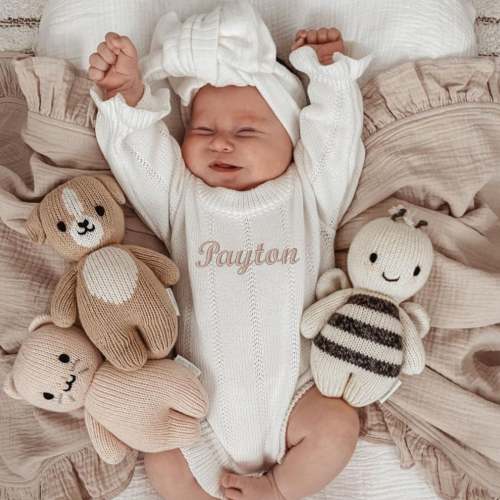 Personalized Baby Romper - Asteria Ruffle, Warm White | Organic Cotton – Sweet June