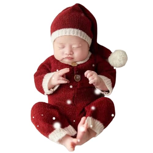Newborn Photography Props Outfits Christmas Hat Leggings Infant Baby Boy Girl Photoshoot Costume