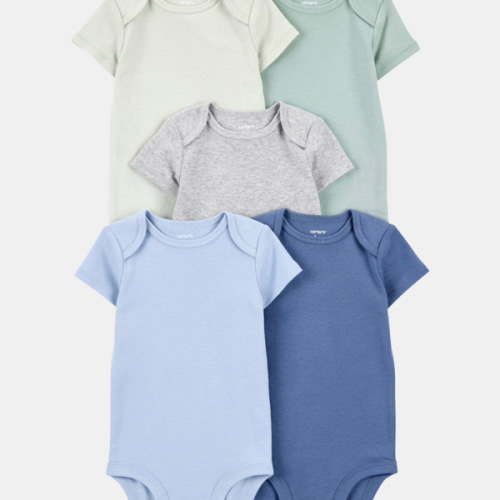 Baby Boy 5-Pack Solid Short-Sleeve Cotton Bodysuits | Carter's