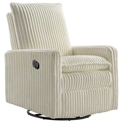 Oxford Baby Uptown Nursery Swivel Rocker Recliner in Corduroy Pearl White