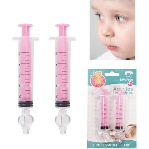 Nasal Irrigator for Baby,10ml Baby Nasal Syringe Irrigator Portable Infant Noses Cleaner Nasal Irrigation Nose Aspirator for Babys Nasal Wash Nasals Cleaner Babys Nose Rinse 2pcs (Pink)