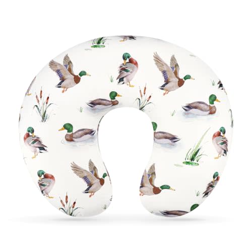Nursing Pillow Cover, Stretchy Cover for Breasteeding Pillow, Mallard Duck | Soft Removable 18×27 Inches Feeding Pillow Slipcover for Boys, Machine-Washable Breathable Fabric with Hidden Zipper