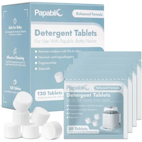 Papablic 120Pcs Official Detergent Soap Tablets for Baby Brezza,GROWNSY,Momcozy Bottle Washer Pro, Effective Cleaning with Safe Highly Concentrated Formula