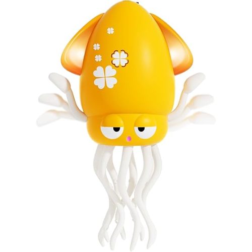 Electric Dancing Octopus Light Music Suitable for 6-12 Months Old Baby Toys, Kid Crawling Squid Toys Suitable for Toddler Tummy time, Birthday for 1 2 3 4 5 Year Old boy Girl (Yellow)