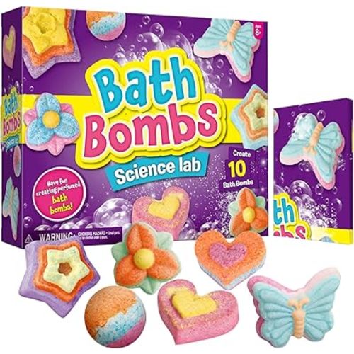XXTOYS Bath Bombs Science Lab - Create 10 Baths Bombs, Bath Toys for Kids - Great Gifts for Girls Age 8-12, Crafts Kit for Girls, Spa Kit for Girl