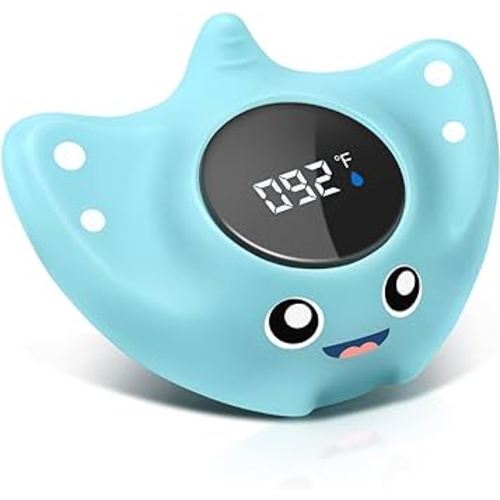 Baby Bath Thermometer - BabyElf Safety Bathtub Thermometer - Floating Bathing Toy for Infant - New Upgraded Mute Visual Alert, Gift for Mom and Newborn Only for Fahrenheit