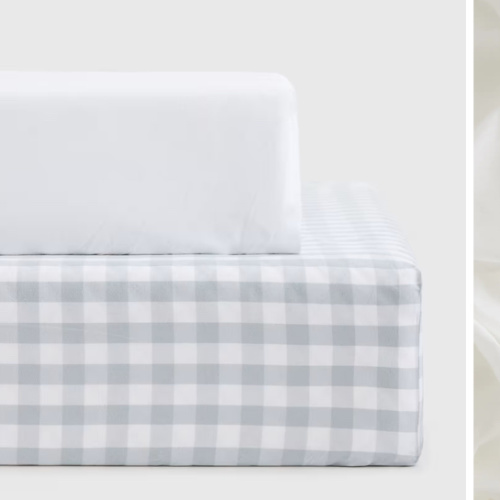 Organic Percale Gingham Crib Sheet 2-Pack in Cafe