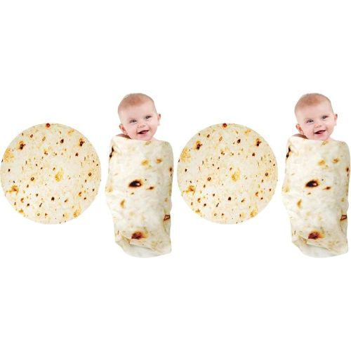 Lhedon Taco Blanket Baby Tortilla Blanket Burrito Swaddle 0-9 Months | Baby essentials blanket with 285 GSM soft flannel, ideal for nursery, stroller and travel, featuring a cute photo prop design