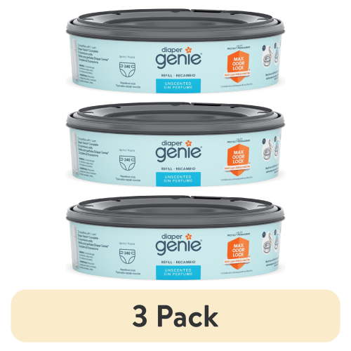 (3 pack) Diaper Genie Diaper Pail Round Refill,Unscented, Holds up to 240 Newborn Diapers, 1 Pack