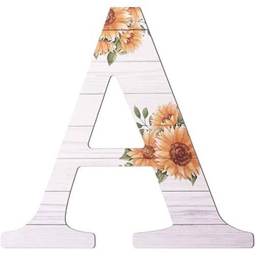 Large Wooden Letters 12 Inch Rustic Wooden Letters A for Wall Decor Home Wood Letters Sunflower Big Wood Wall Letters Decor for Living Room Bedroom Party Wedding Housewarming