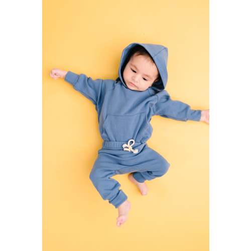 Lake Blue Hoodie Romper Set