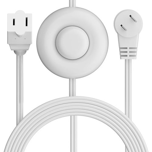 2 Prong Polarized Flat Plug Extension Cord 4 FT with Foot Switch for Floor Lamp NEMA 1-15 125V 6A Pedal On/Off Inline Push Switch Step On Power Cord for Holiday Christmas Light Tool Appliance-White