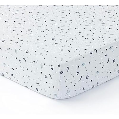 Crib Sheets Cotton for Boys,Girls,Soft,1 Pack Baby Crib Sheet | 100% Muslin Cotton Crib Sheets for Standard Cribs,Toddler Bed Sheets,52x28 Crib Mattress Sheets | Planets