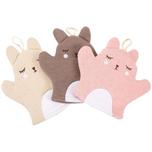 GLEAVI 3pcs Exfoliating Shower Gloves Soft Bathing Mitts for Skin Cleaning and Massage Ideal for Adults and Kids Lather with Soap for Refreshing Cleanse