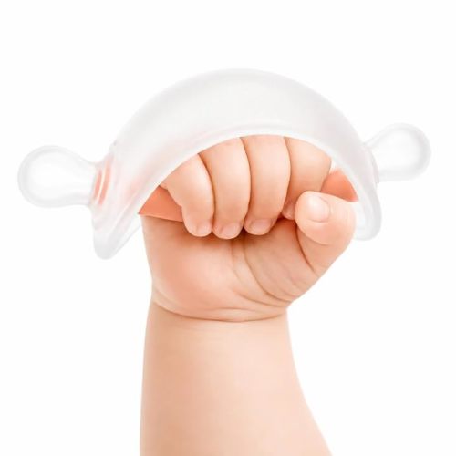 Baby Teething Toys 3-6 Months No-Drop Silicone Teether for Breastfed Babies | Teething Relief | Easy Grip Design | Breast-Like Comfort | Hand Protection Shield | BPA-Free Easy Clean