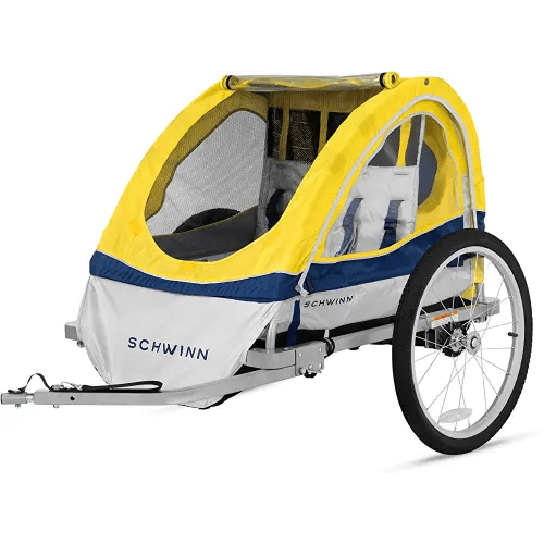 Schwinn Trailblazer Plus, Trailblazer, Joyrider or Echo Kids Bike Trailer, Single or Double Seat, Universal Coupler, Folding Frame, Quick-Release Wheels, Canopy, Schwinn Bike Trailer for Kids