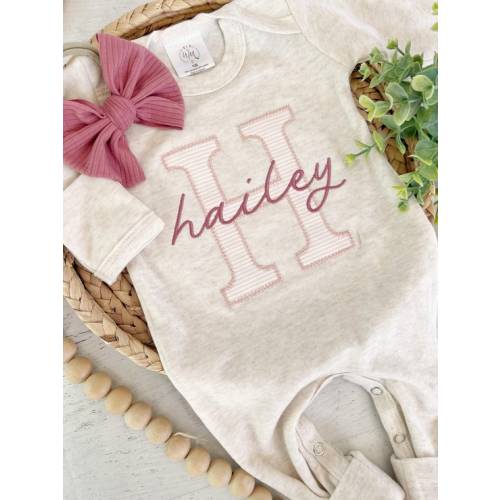 Personalized Baby Girl Romper and Hat Set, Vintage Floral Infant Coming Home Outfit, Baby Shower Gift, Sleeper With Footies, Custom Name - Etsy