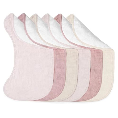 lulumoon Muslin Burp Cloths for Babies: 100% Soft Cotton Large Burping Cloths - Neutral Baby Burp Rags for Boy and Girl - Absorbent Burp Cloth for Spit-Ups 6 Pack