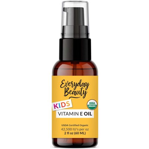 Organic Vitamin E Oil - Nourishing Baby Massage Oil for Moisturizing Dry Skin - Fragrance Free & All Natural Plant Based, Lightweight Gentle Blend - 2 Fl Oz With Pump Top