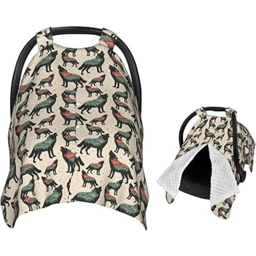 Wolf with Mountain Baby Car Seat Canopy Nursing Cover for Newborn Car Seat Breastfeeding Covers Blanket Newborn Shower Gift