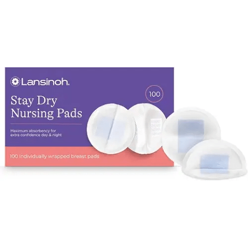 Lansinoh Stay Dry Disposable Nursing Pads, Soft and Super Absorbent Breast Pads, Breastfeeding Essentials for Moms, 100 Count