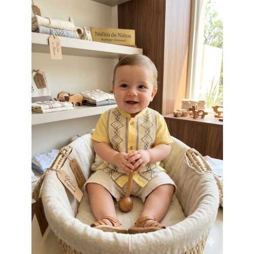 Traditional Guayabera for Baby/Mexican Guayabera/Button-Up Shirt/Baby Guayabera/Cinco de Mayo/Boy's Guayabera