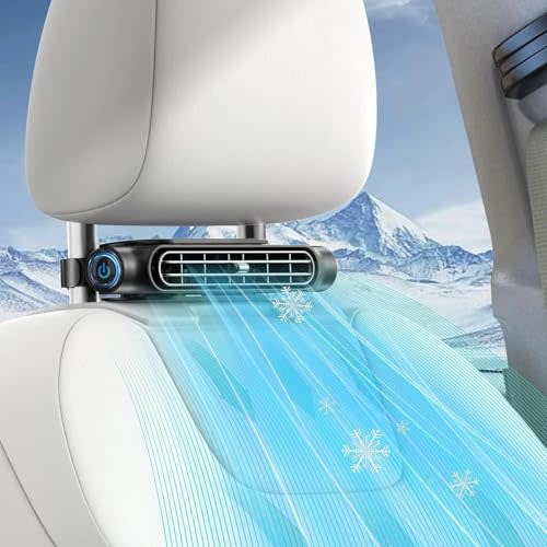 Car Fan for Driver and Passenger's Seat - Mini Portable USB Backseat Cooling Fan Kids Baby Quiet headrest Neck Fan Accessories with 3 Adjustable Wind Speeds for All Cars Vehicle Jeep Van RV Truck