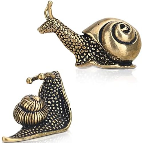 LCCCK 2PCS Brass Snail Figurine Mini Garden Statue, Cute Snail Brass Animals Figurines Home Copper Decor, Unique Outdoor Pond Garden Lawn Decor Landscaping, Landscape Animal Statue