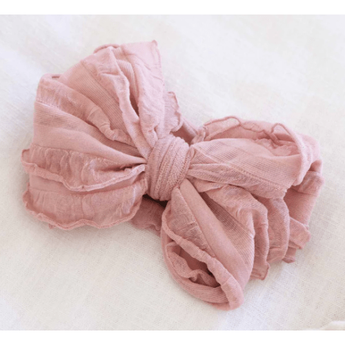 Large Ruffle Knit Bow | Pinks - Rose Quartz