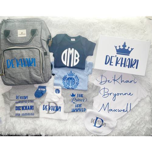 Personalized Baby Boy Bundle with Diaper Bag