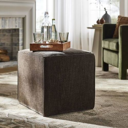 Lynwood Square Upholstered Cube Light Brown - Threshold™ designed with Studio McGee, Fully Assembled