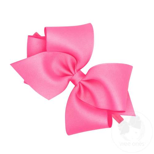 Mini King Grosgrain Hair Bow on Baby Band - HOT PINK | Wee Ones Hair Bows & Accessories