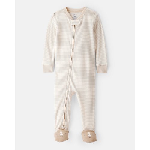 Baby Boy Rhino 100% Cotton Long-Sleeve 2-Way Zip 1-Piece Pajamas - White | Carter's